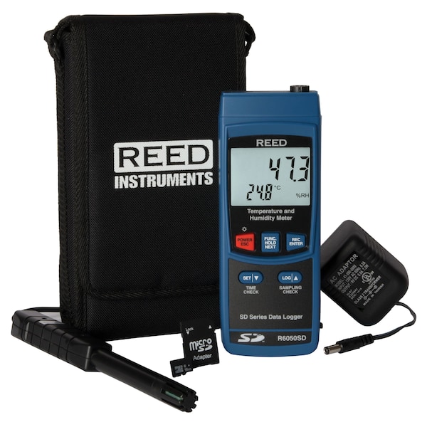 REED Data Logging Thermo-Hygrometer with Power Adapter and SD Card